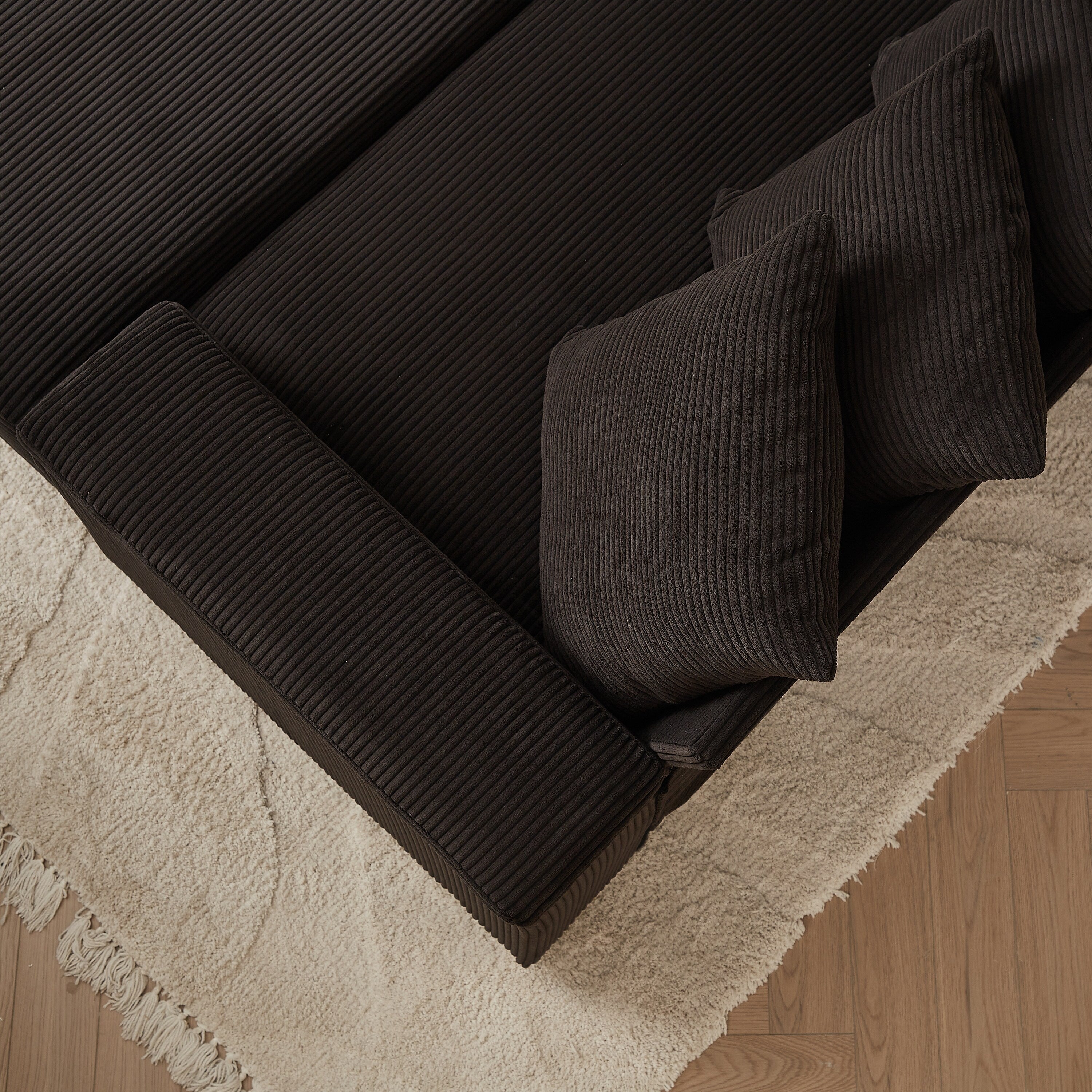 104-In Oversized Large Corduroy L Shaped Sofa with Chaise