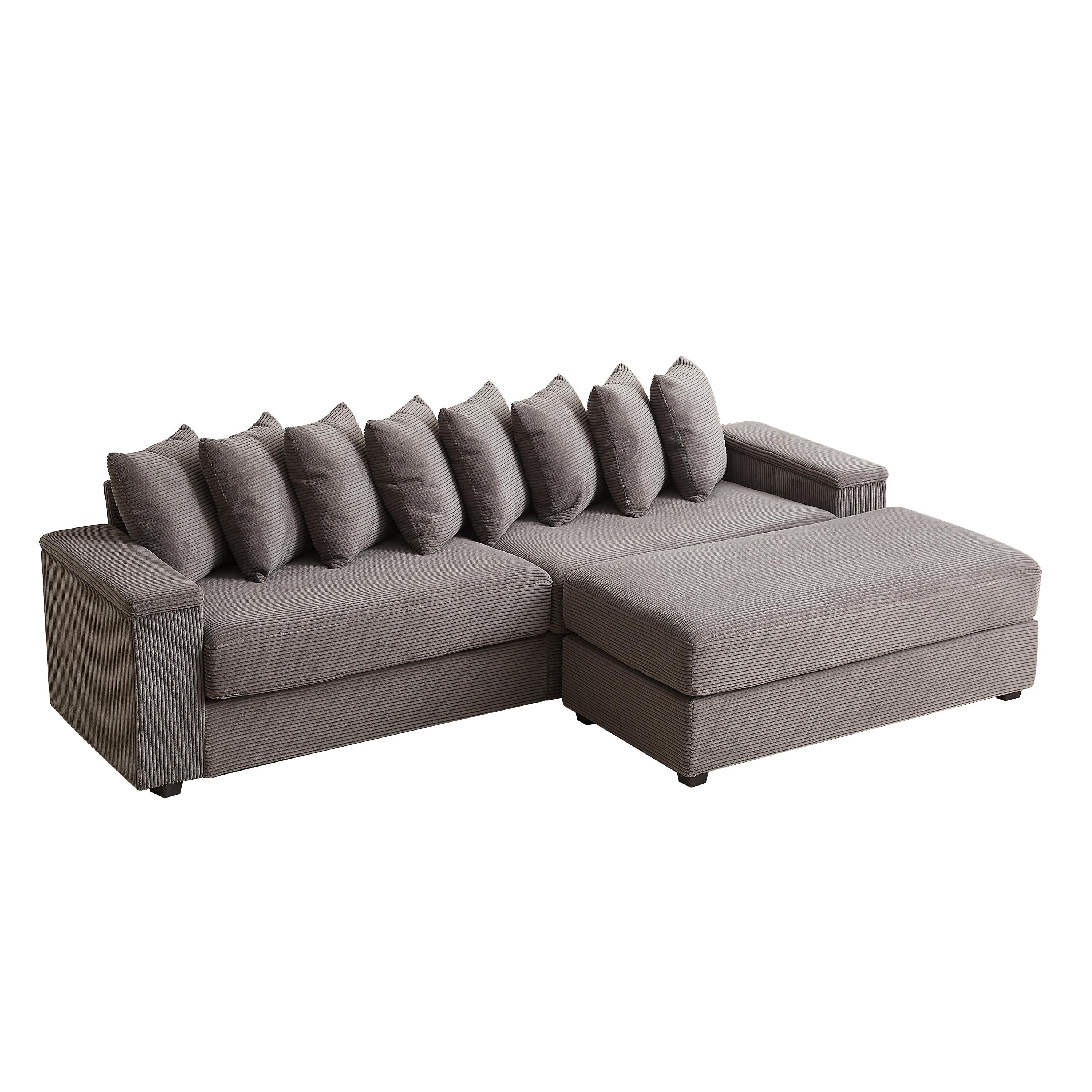 104-In Oversized Large Corduroy L Shaped Sofa with Chaise