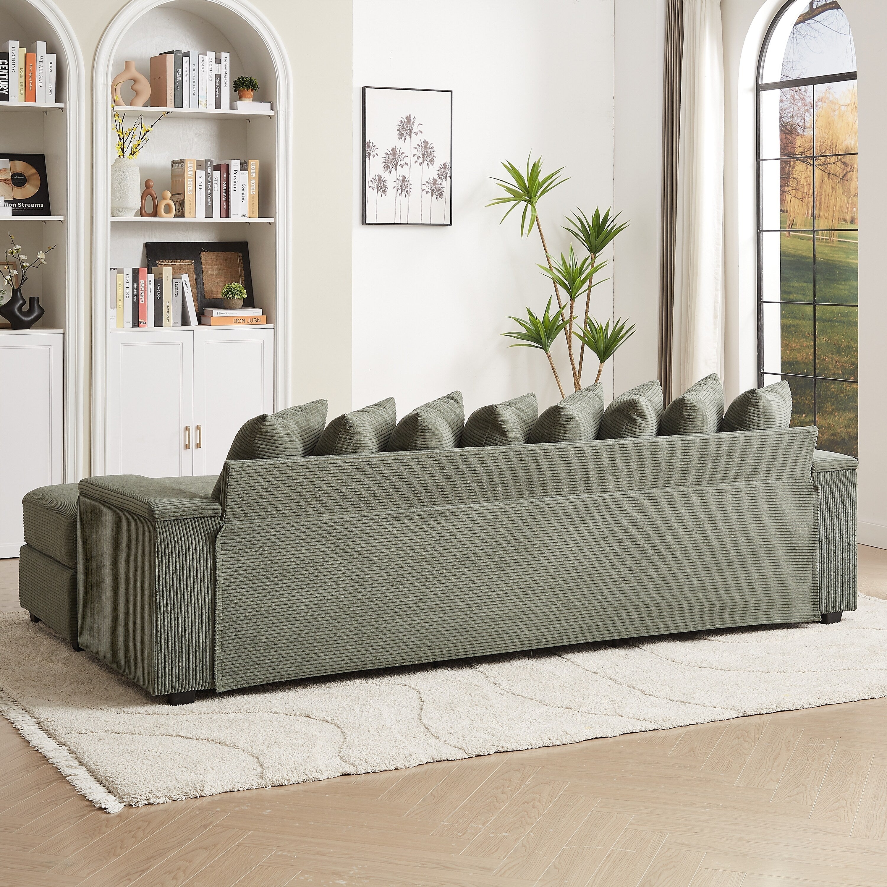 104-In Oversized Large Corduroy L Shaped Sofa with Chaise