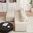 104-In Oversized Large Corduroy L Shaped Sofa with Chaise