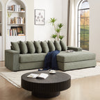 104-In Oversized Large Corduroy L Shaped Sofa with Chaise