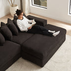 104-In Oversized Large Corduroy L Shaped Sofa with Chaise