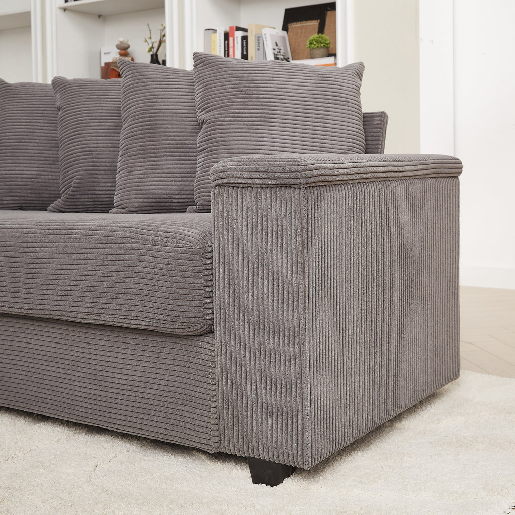104-In Oversized Large Corduroy L Shaped Sofa with Chaise