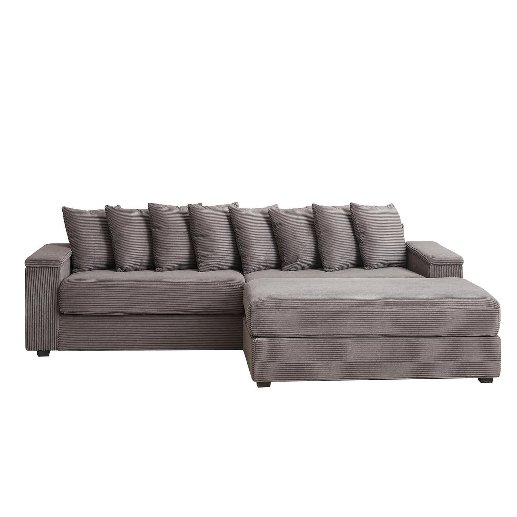 104-In Oversized Large Corduroy L Shaped Sofa with Chaise