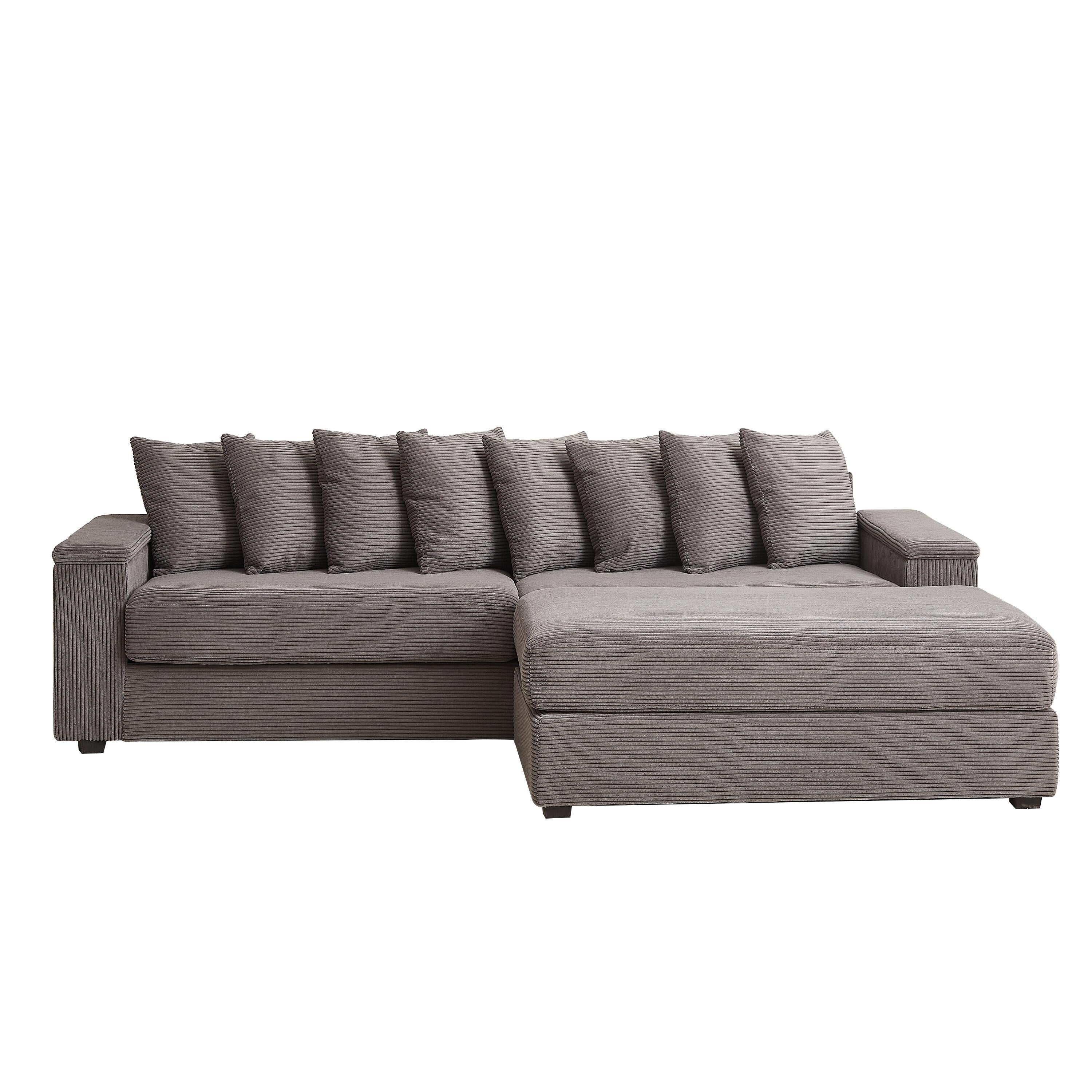 104-In Oversized Large Corduroy L Shaped Sofa with Chaise