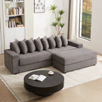 104-In Oversized Large Corduroy L Shaped Sofa with Chaise