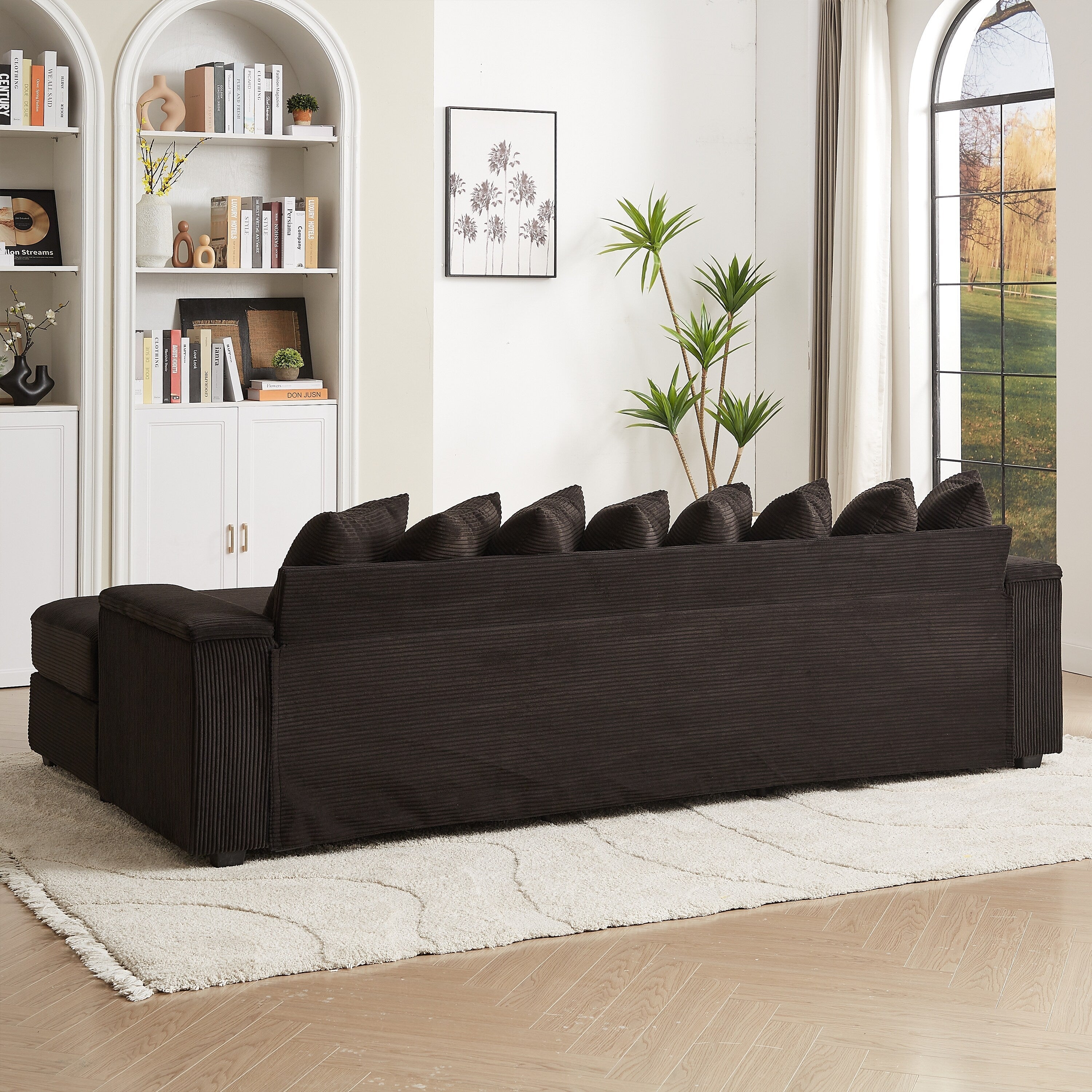 104-In Oversized Large Corduroy L Shaped Sofa with Chaise