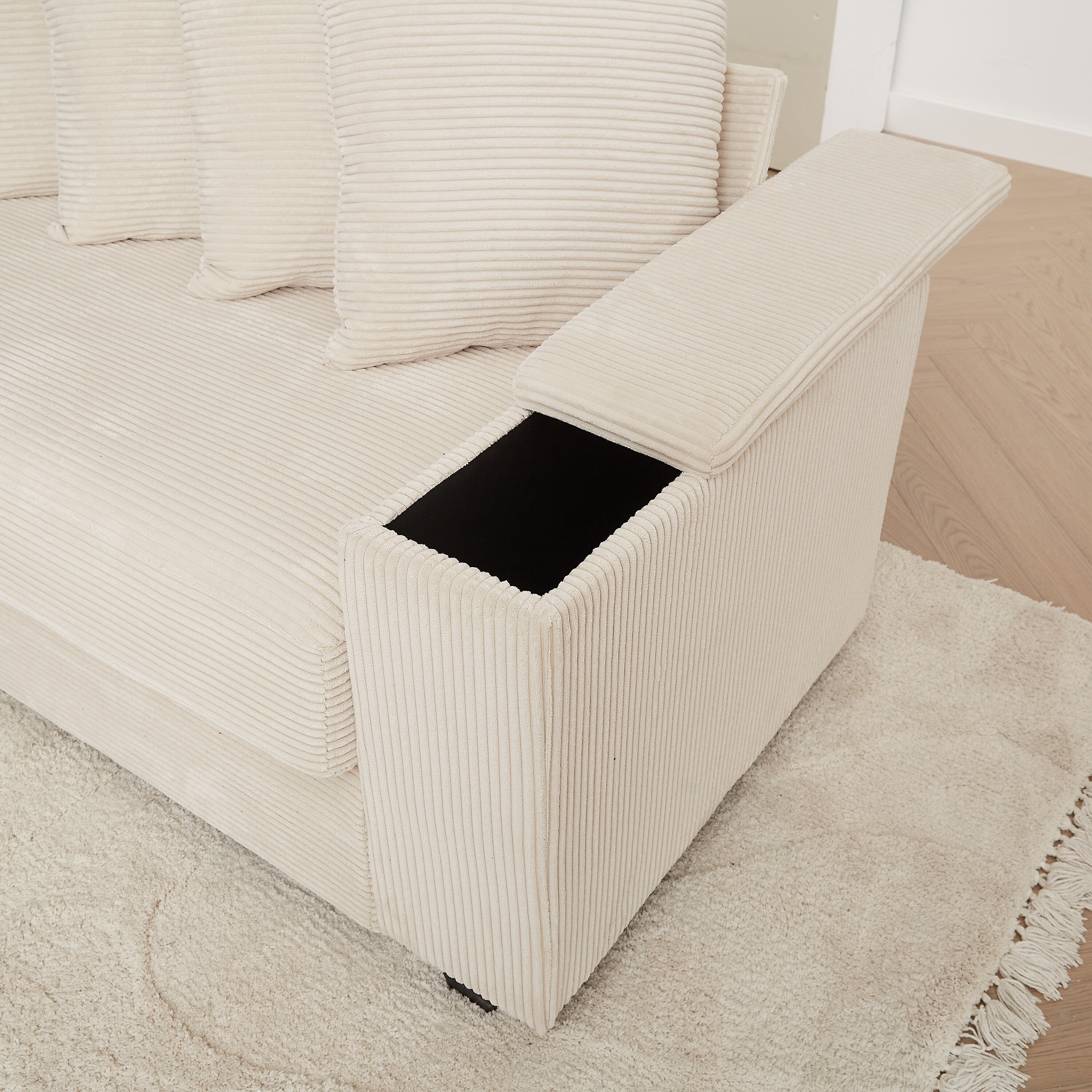 104-In Oversized Large Corduroy L Shaped Sofa with Chaise