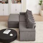 104-In Oversized Large Corduroy L Shaped Sofa with Chaise