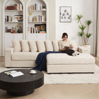 104-In Oversized Large Corduroy L Shaped Sofa with Chaise