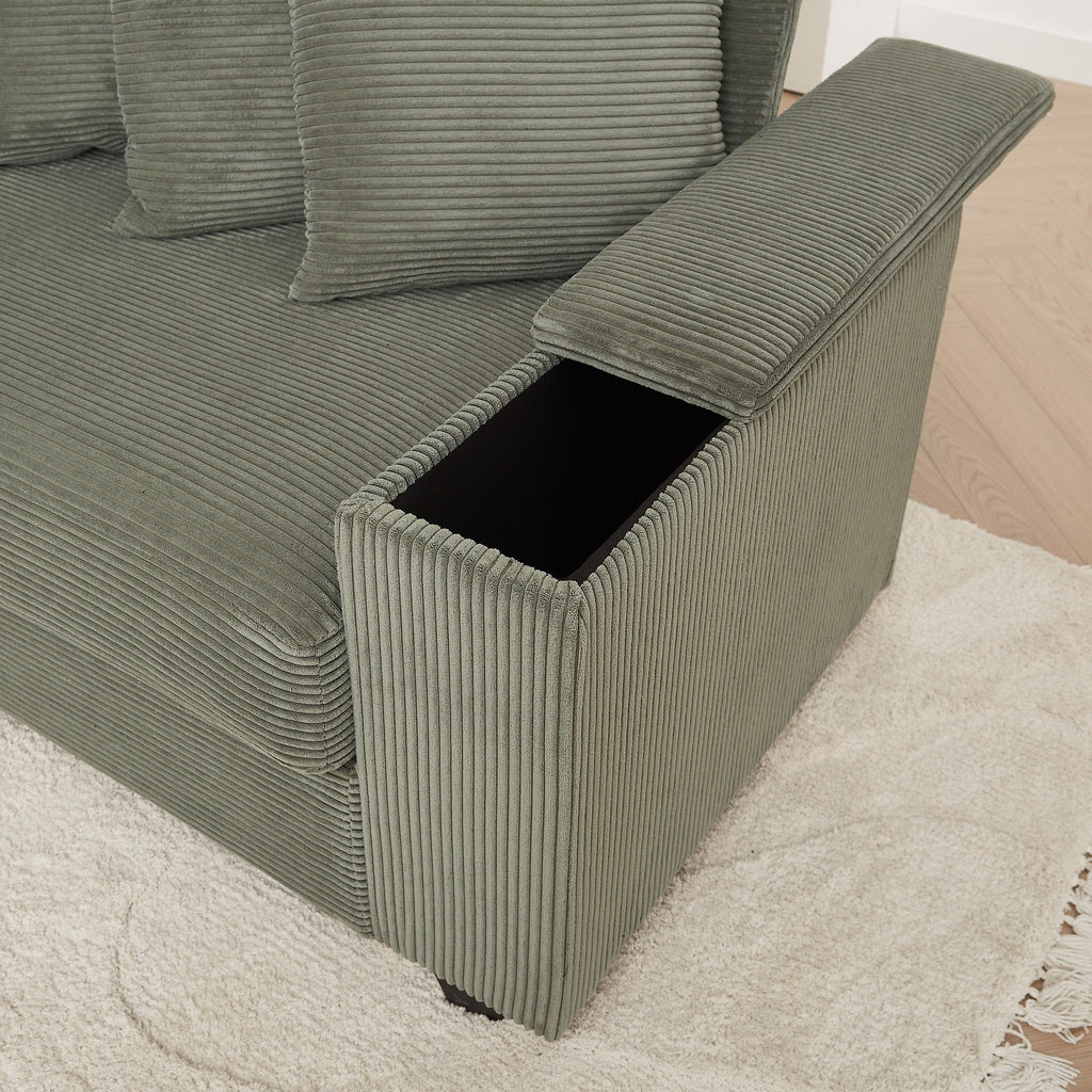 104-In Oversized Large Corduroy L Shaped Sofa with Chaise