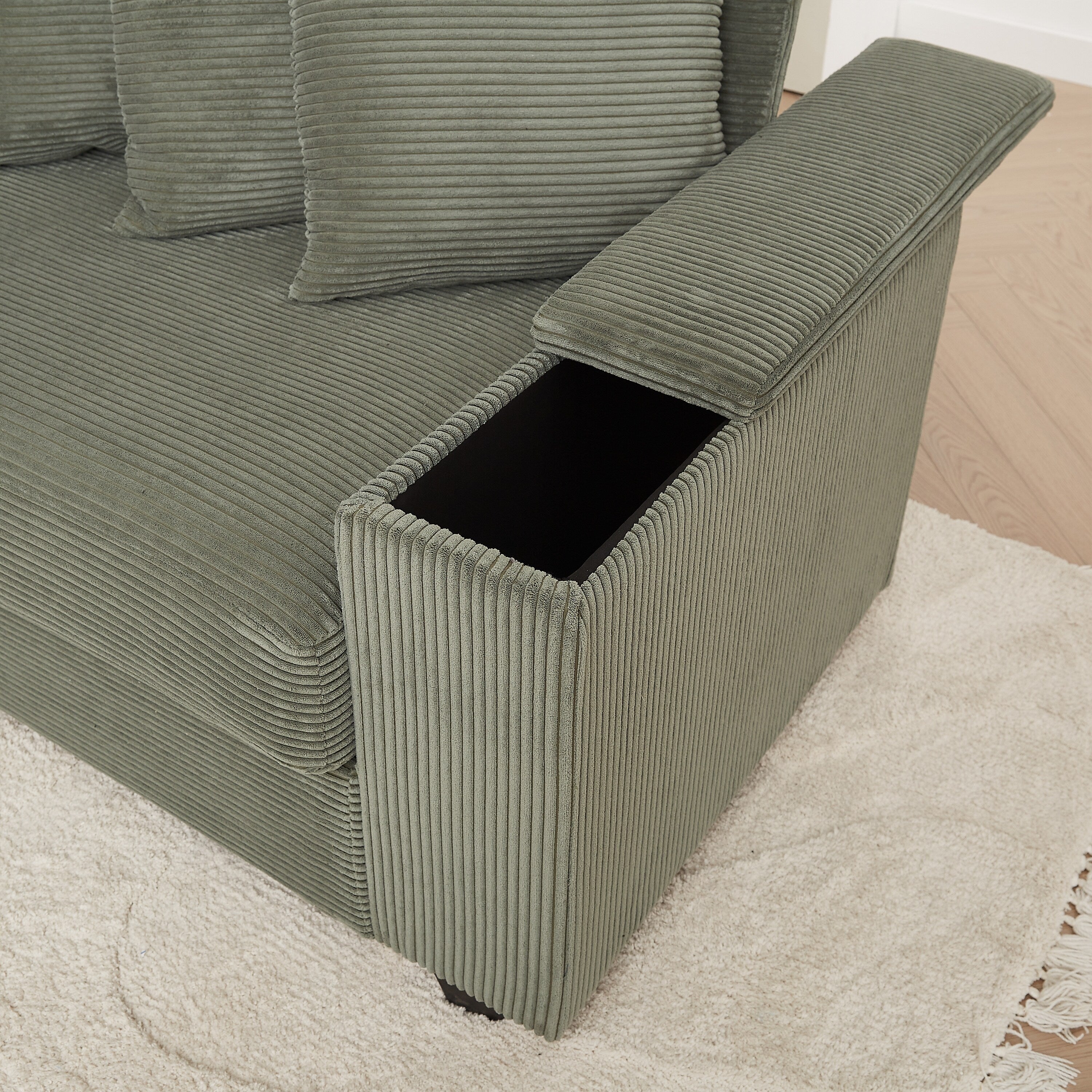 104-In Oversized Large Corduroy L Shaped Sofa with Chaise