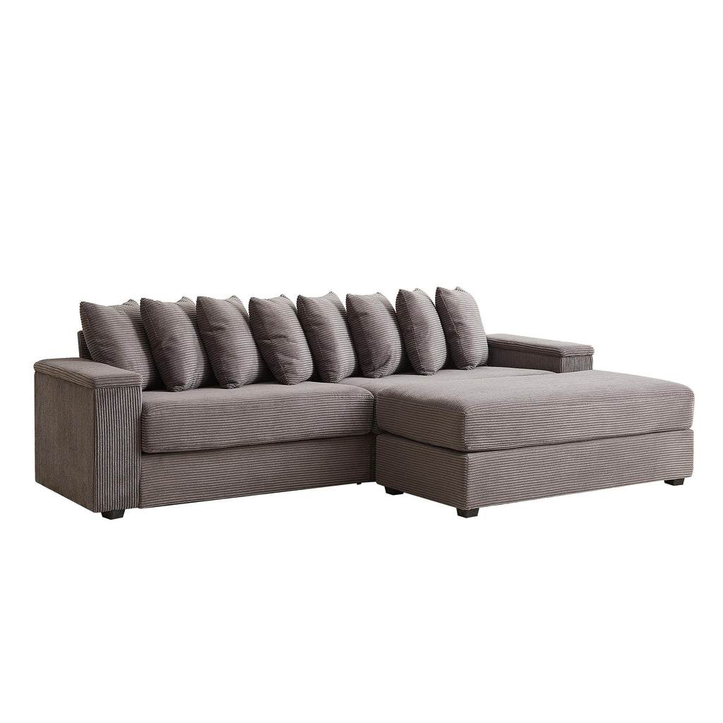 104-In Oversized Large Corduroy L Shaped Sofa with Chaise