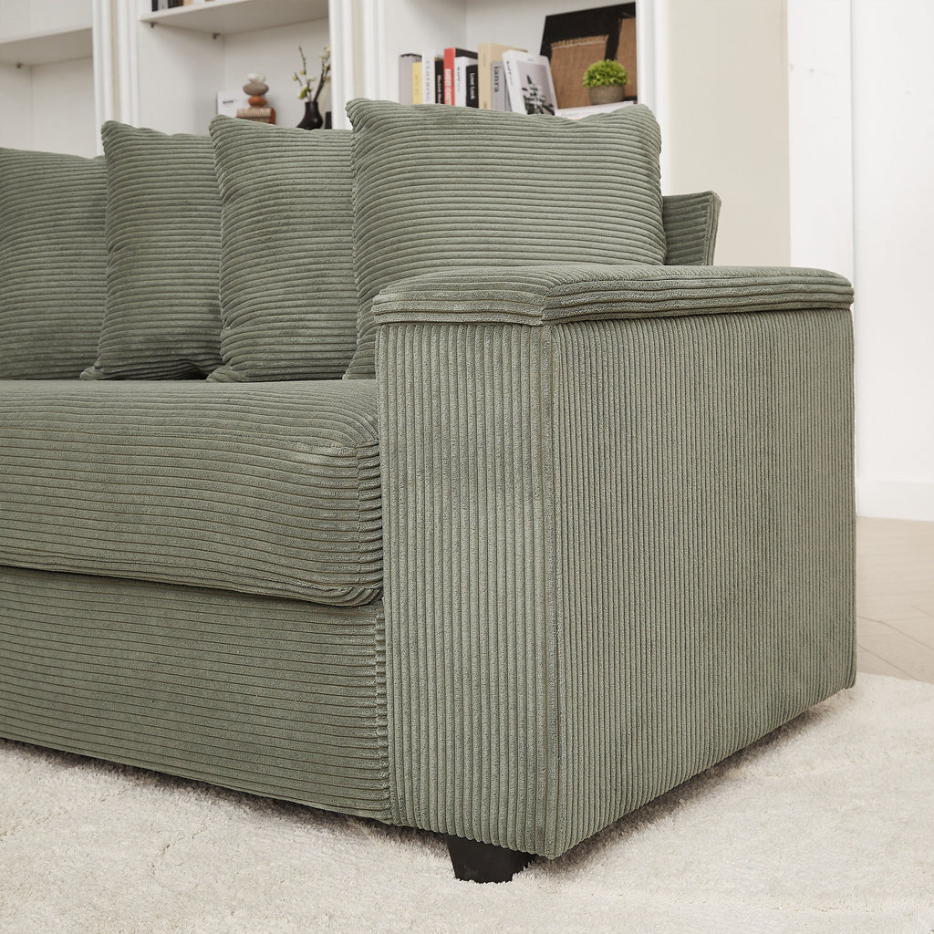 104-In Oversized Large Corduroy L Shaped Sofa with Chaise