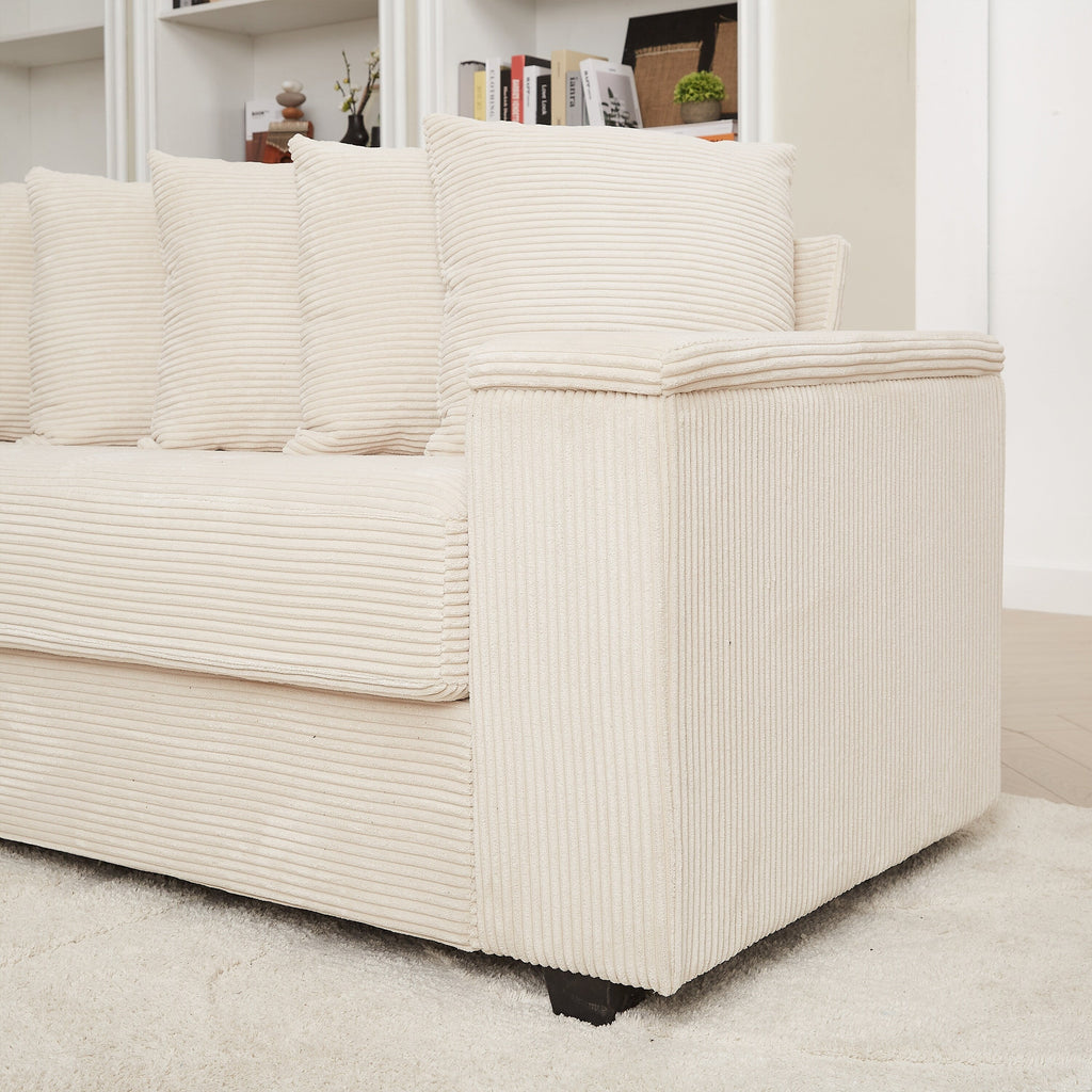 104-In Oversized Large Corduroy L Shaped Sofa with Chaise