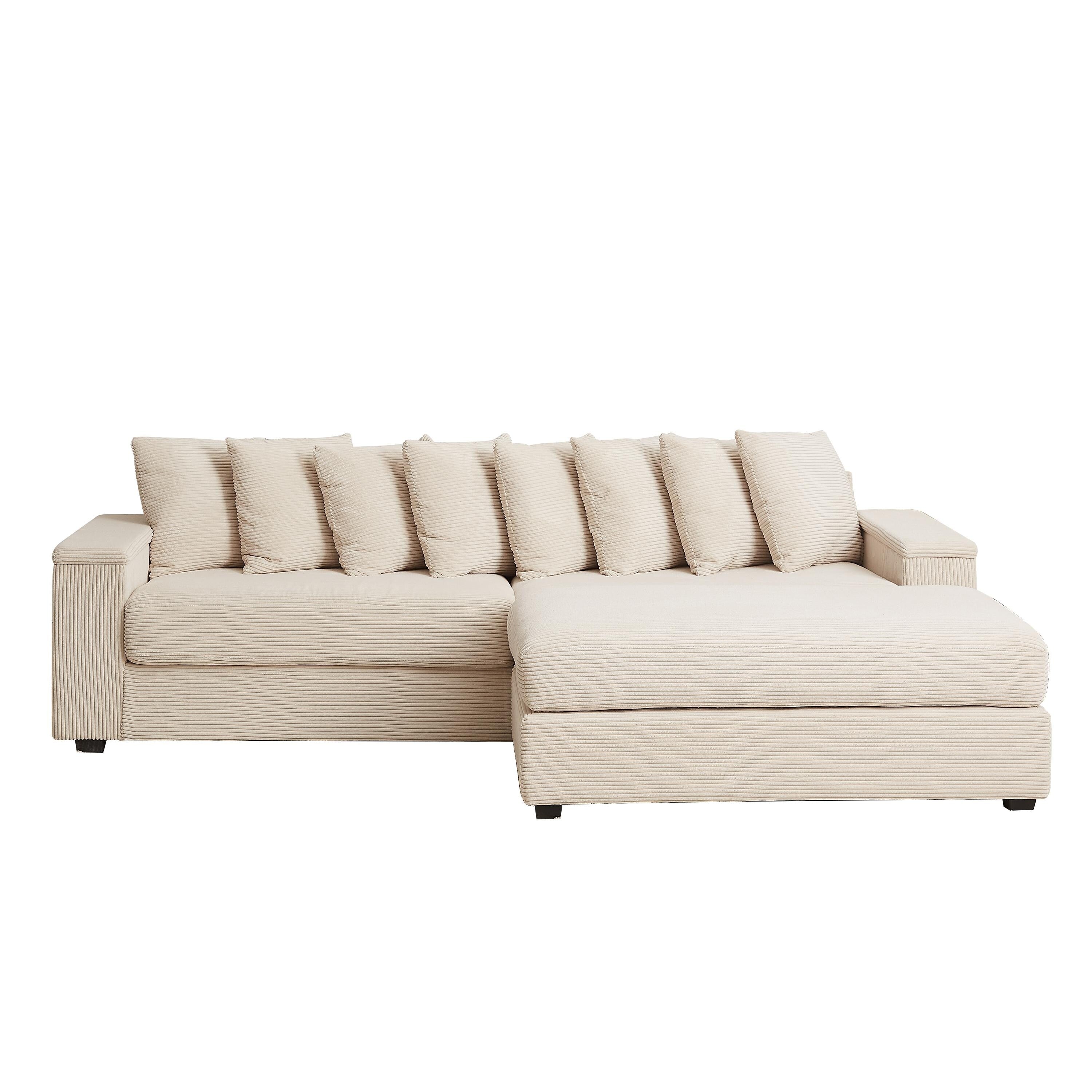 104-In Oversized Large Corduroy L Shaped Sofa with Chaise