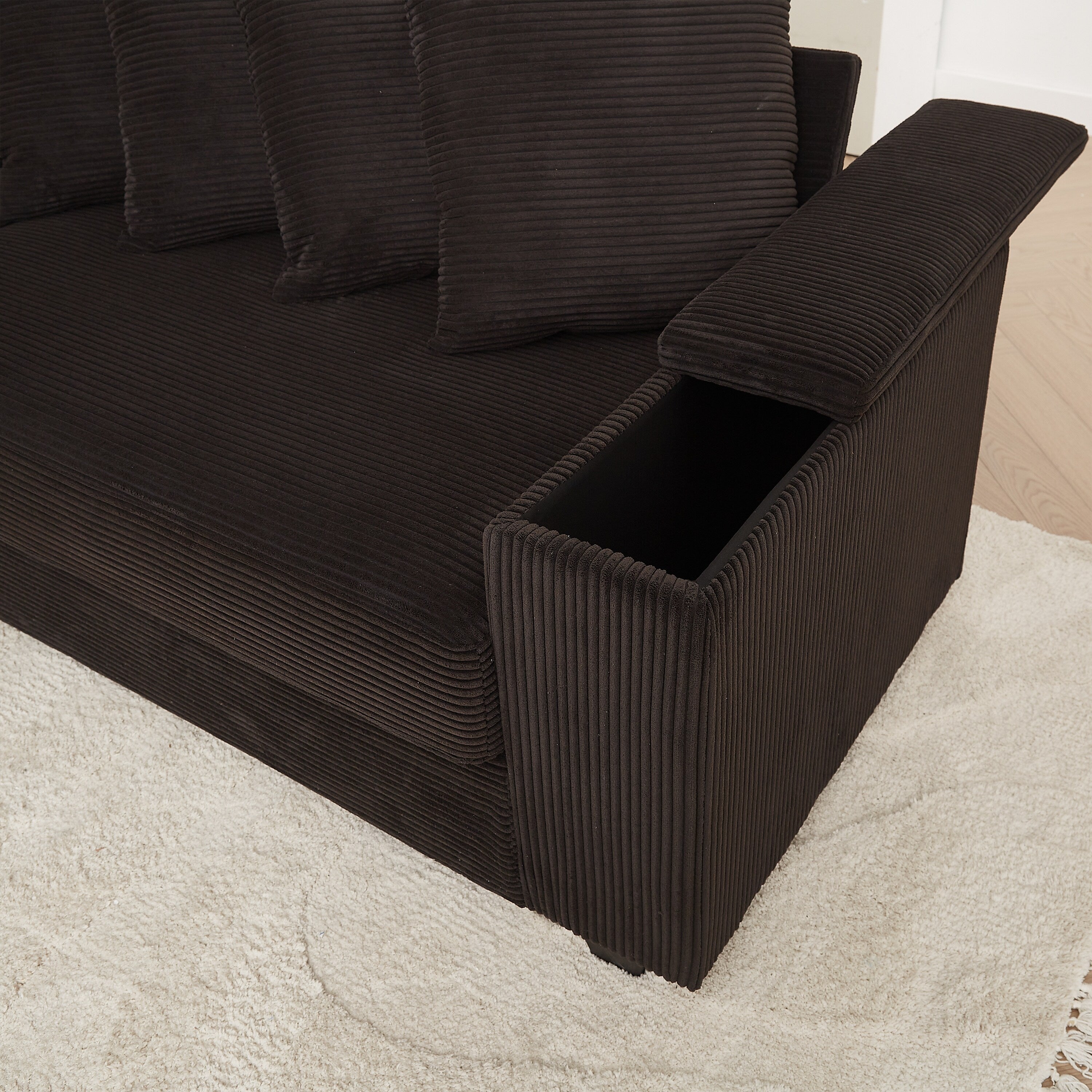 104-In Oversized Large Corduroy L Shaped Sofa with Chaise