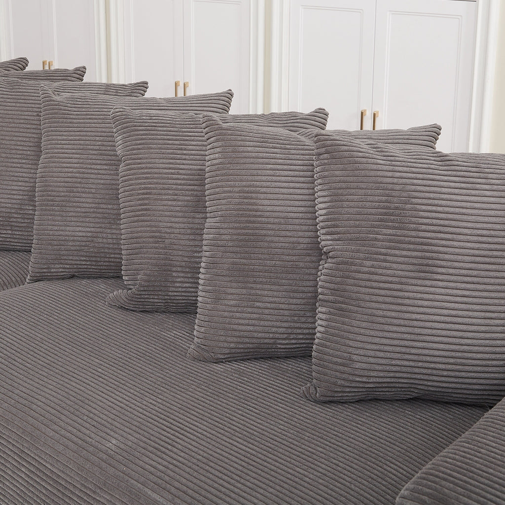 104-In Oversized Large Corduroy L Shaped Sofa with Chaise