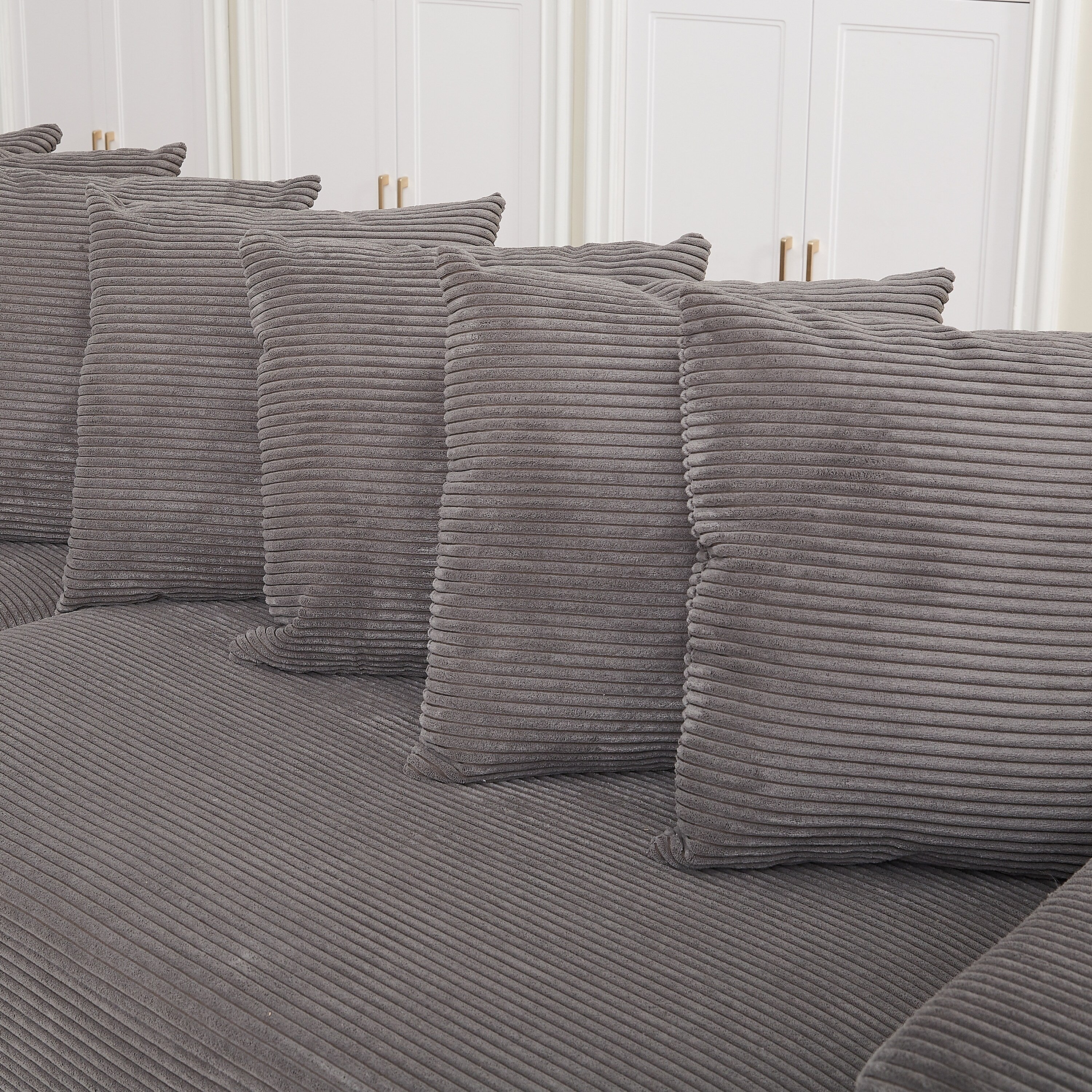 104-In Oversized Large Corduroy L Shaped Sofa with Chaise