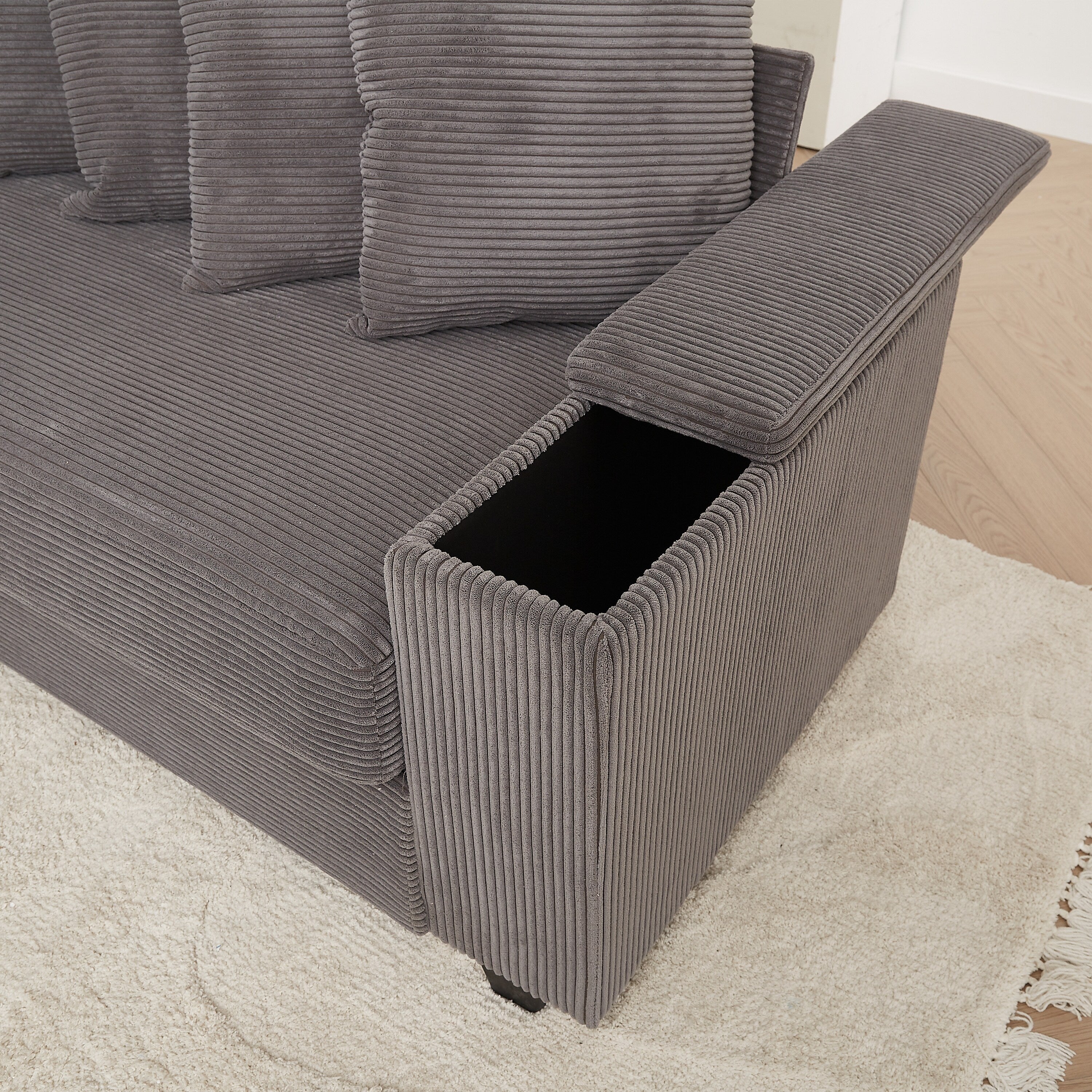 104-In Oversized Large Corduroy L Shaped Sofa with Chaise