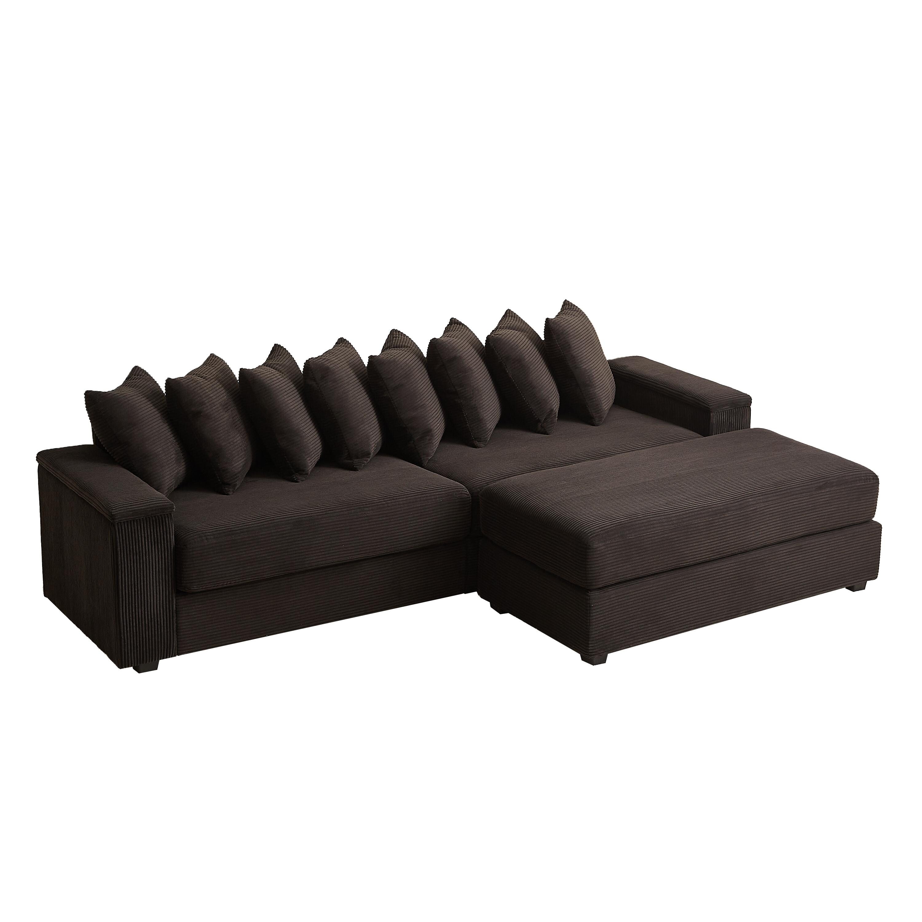 104-In Oversized Large Corduroy L Shaped Sofa with Chaise