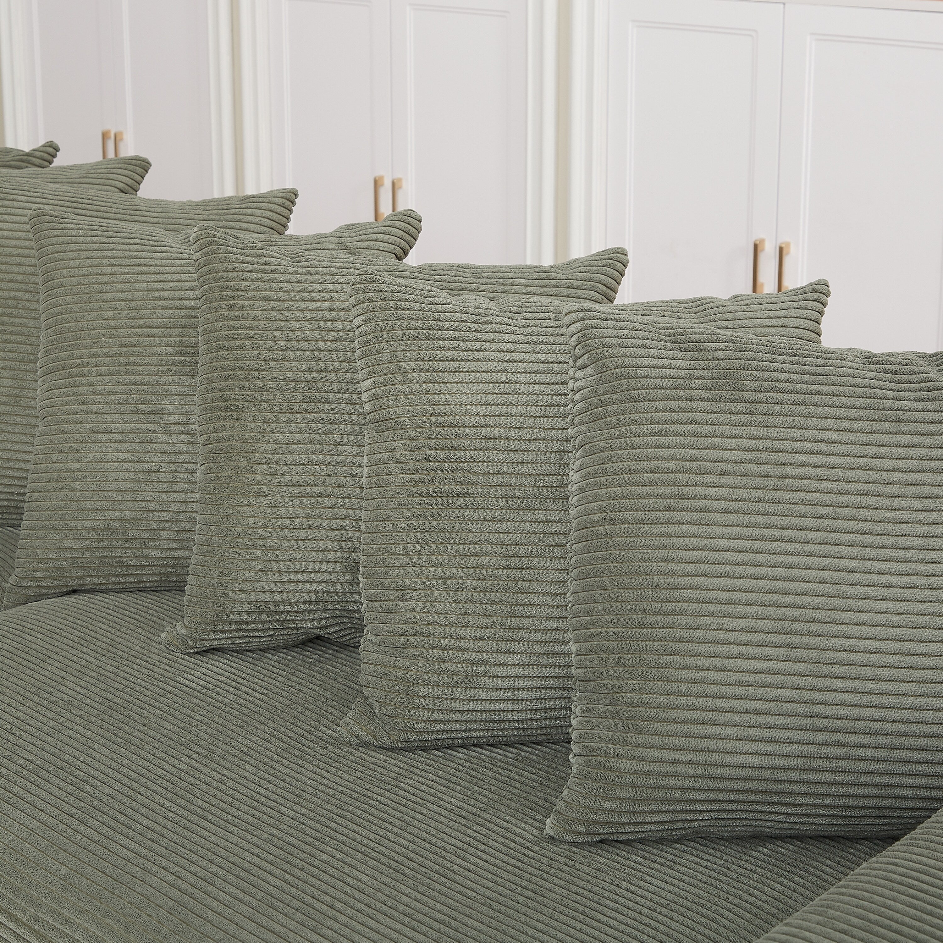 104-In Oversized Large Corduroy L Shaped Sofa with Chaise
