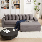 104-In Oversized Large Corduroy L Shaped Sofa with Chaise