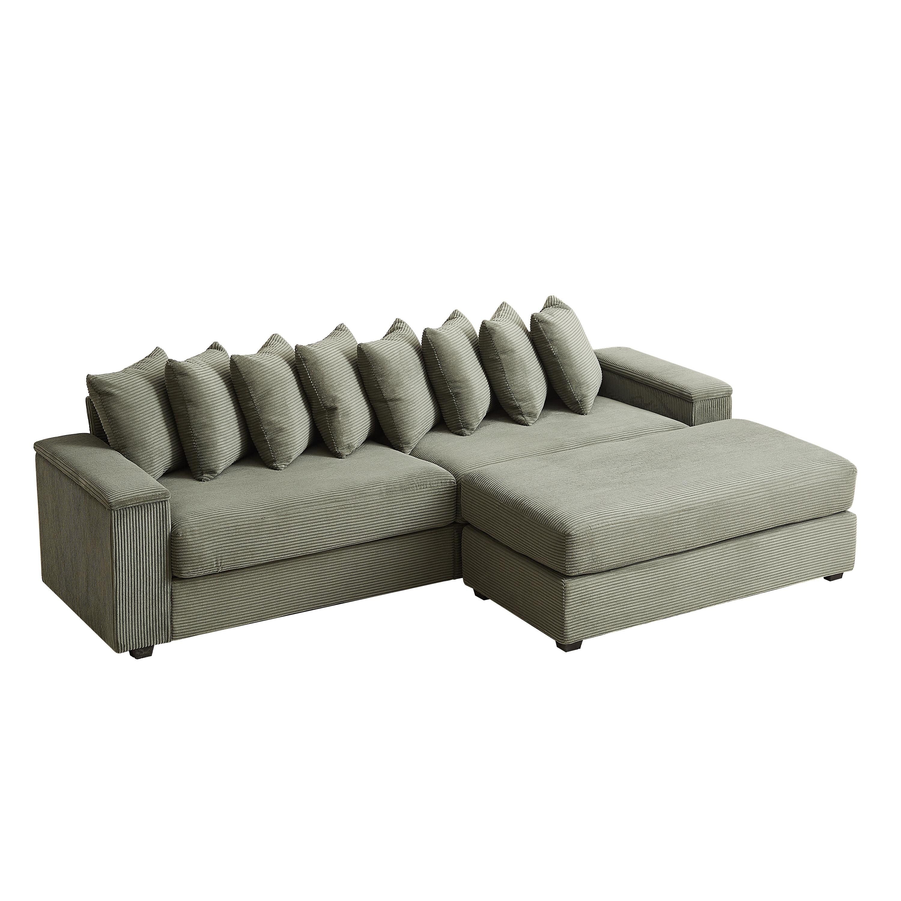 104-In Oversized Large Corduroy L Shaped Sofa with Chaise