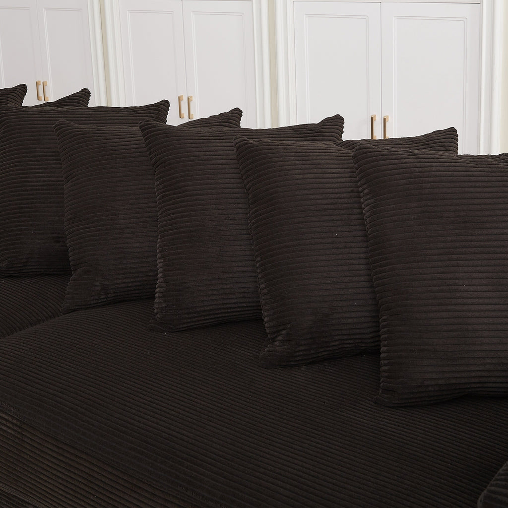 104-In Oversized Large Corduroy L Shaped Sofa with Chaise