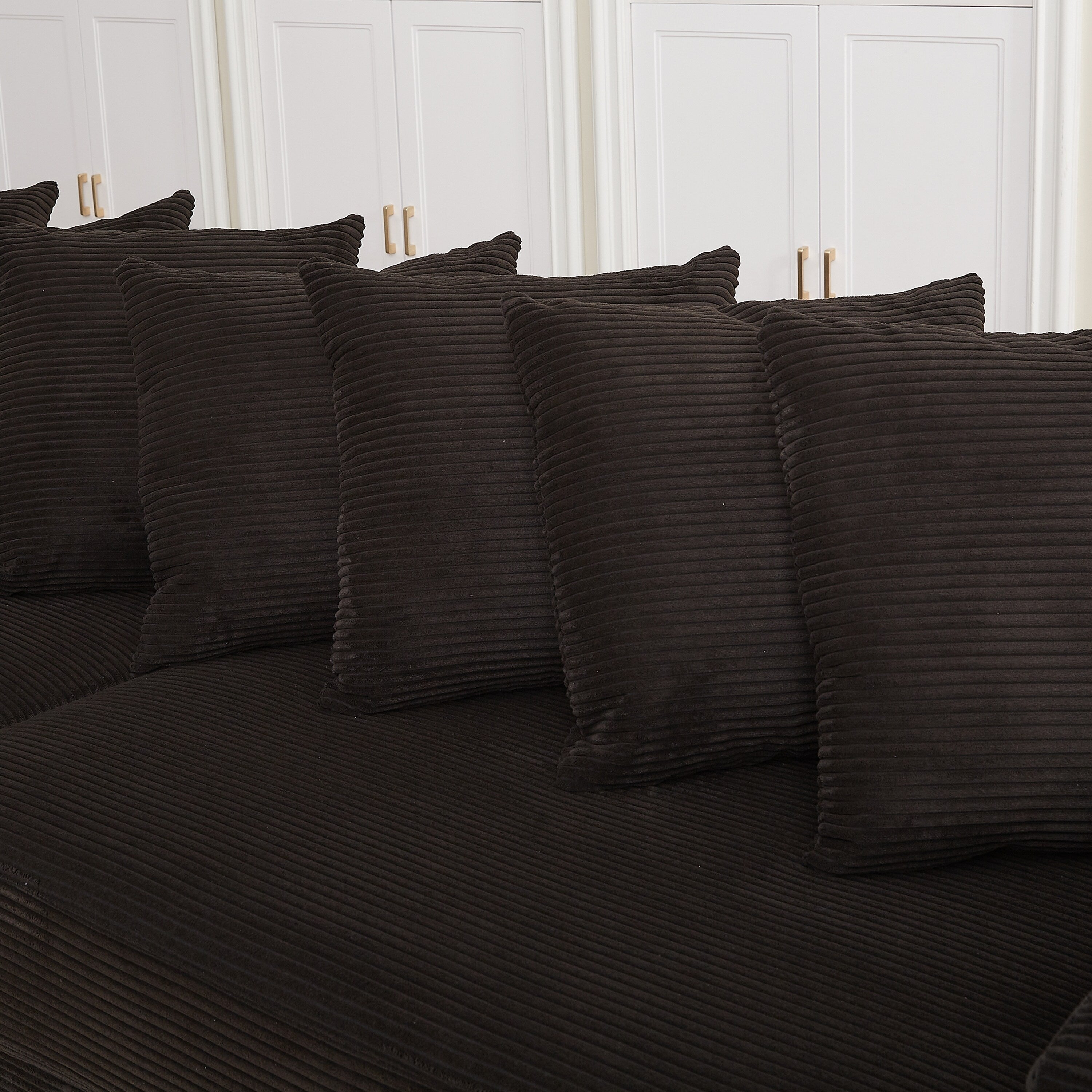 104-In Oversized Large Corduroy L Shaped Sofa with Chaise