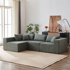 104-Inch Corduroy Modular L Shaped Sectional Sofa,Floor Couch Set,Foam-Filled Compressed Sofa,4 PC Free Combination