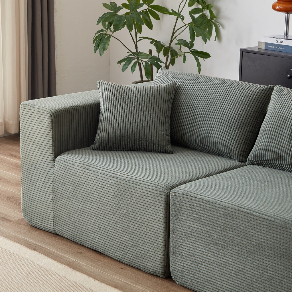 104-Inch Corduroy Modular L Shaped Sectional Sofa,Floor Couch Set,Foam-Filled Compressed Sofa,4 PC Free Combination