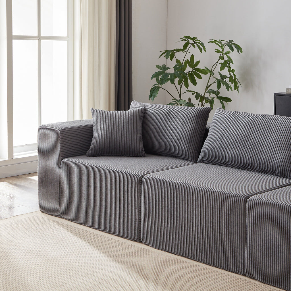 104-Inch Corduroy Modular L Shaped Sectional Sofa,Floor Couch Set,Foam-Filled Compressed Sofa,4 PC Free Combination
