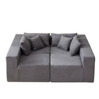 104-Inch Corduroy Modular L Shaped Sectional Sofa,Floor Couch Set,Foam-Filled Compressed Sofa,4 PC Free Combination