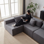 104-Inch Corduroy Modular L Shaped Sectional Sofa,Floor Couch Set,Foam-Filled Compressed Sofa,4 PC Free Combination