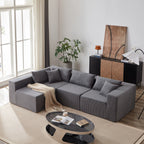 104-Inch Corduroy Modular L Shaped Sectional Sofa,Floor Couch Set,Foam-Filled Compressed Sofa,4 PC Free Combination