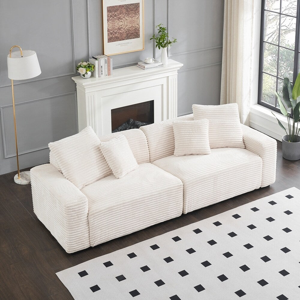 104.72-inch 4-seat large sofa with 4 throw pillows