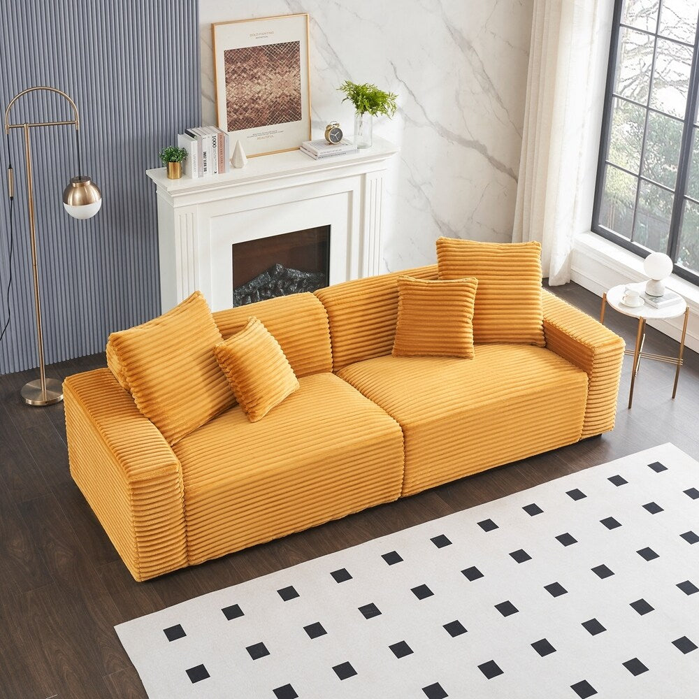 104.72-inch 4-seat large sofa with 4 throw pillows