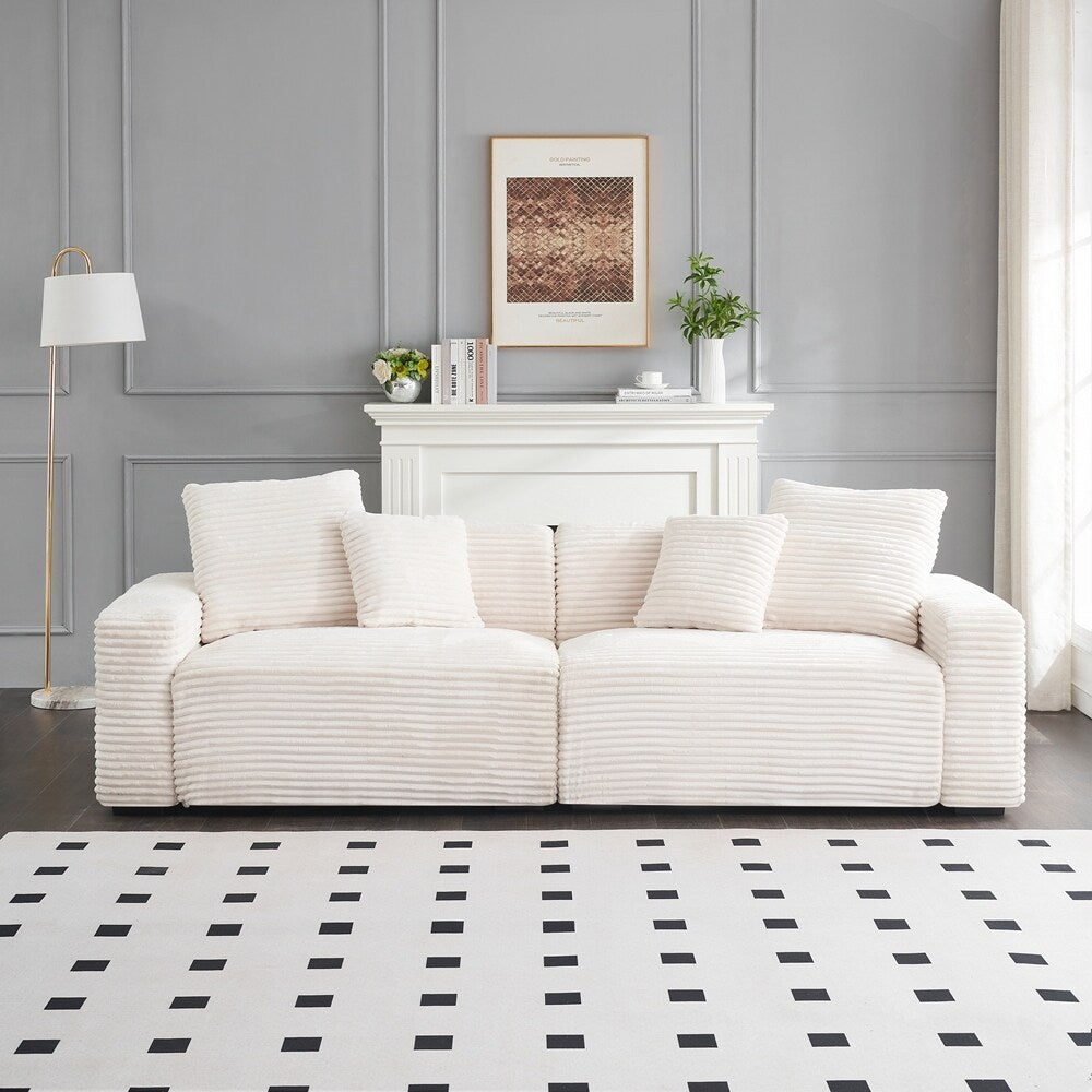 104.72-inch 4-seat large sofa with 4 throw pillows