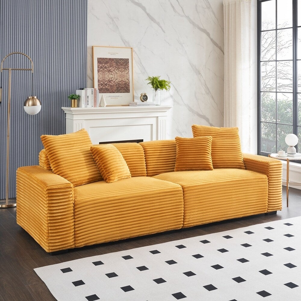 104.72-inch 4-seat large sofa with 4 throw pillows