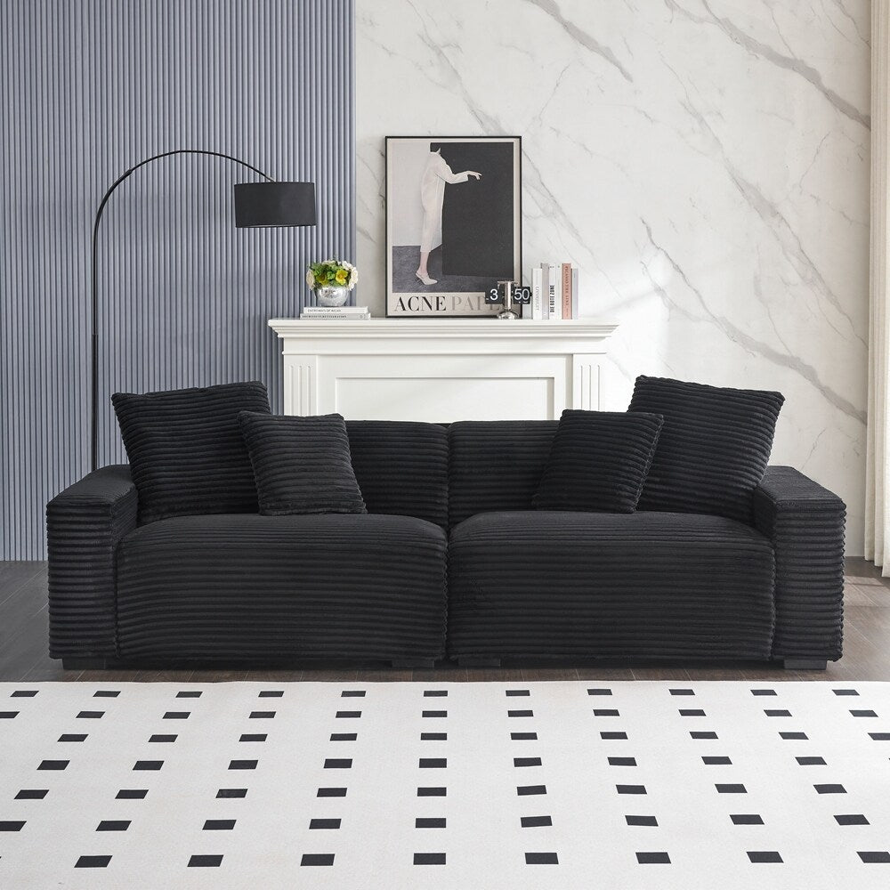 104.72-inch 4-seat large sofa with 4 throw pillows