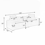 104.72-inch 4-seat large sofa with 4 throw pillows