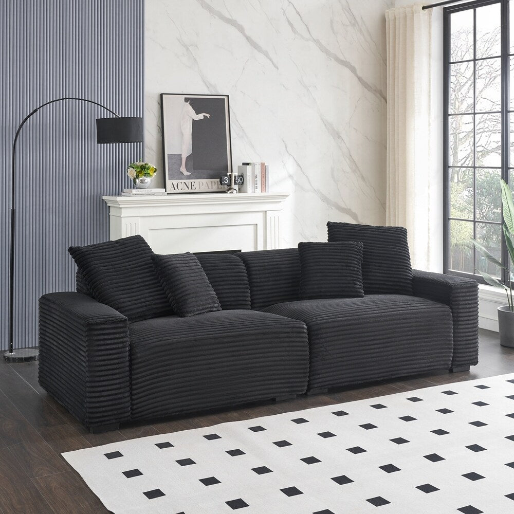 104.72-inch 4-seat large sofa with 4 throw pillows
