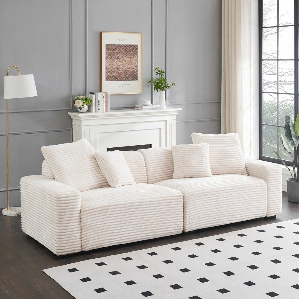 104.72-inch 4-seat large sofa with 4 throw pillows
