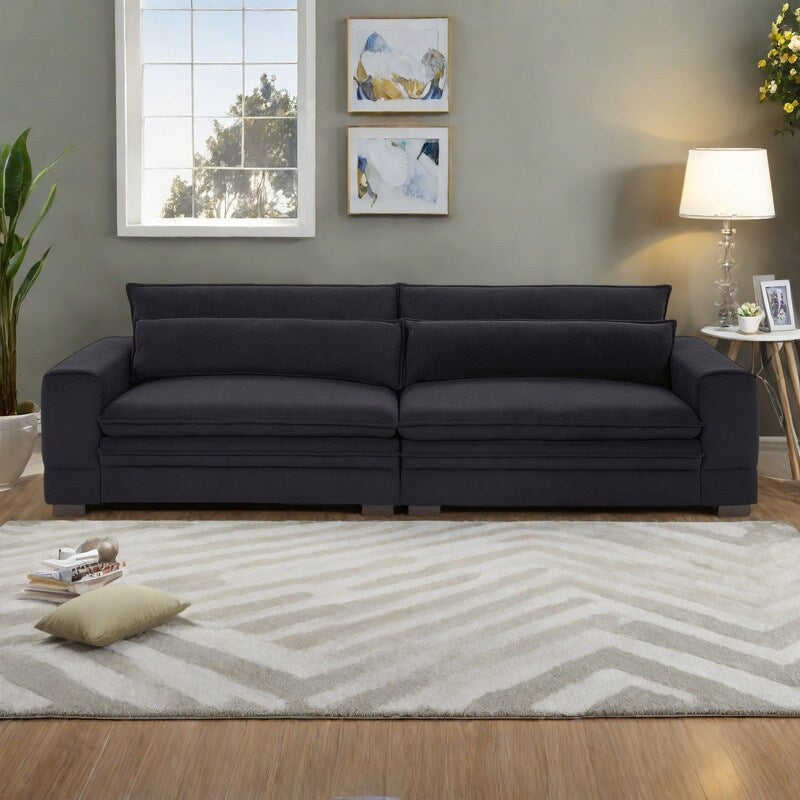 104.72 Mid-Century Modern Fabric Sofa with Solid Wood Legs