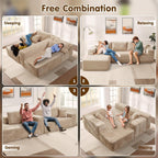 104 L-Shape Cloud Sectional Sofa - Modular Deep Seat Couch for Living Room & Bedroom, No Assembly