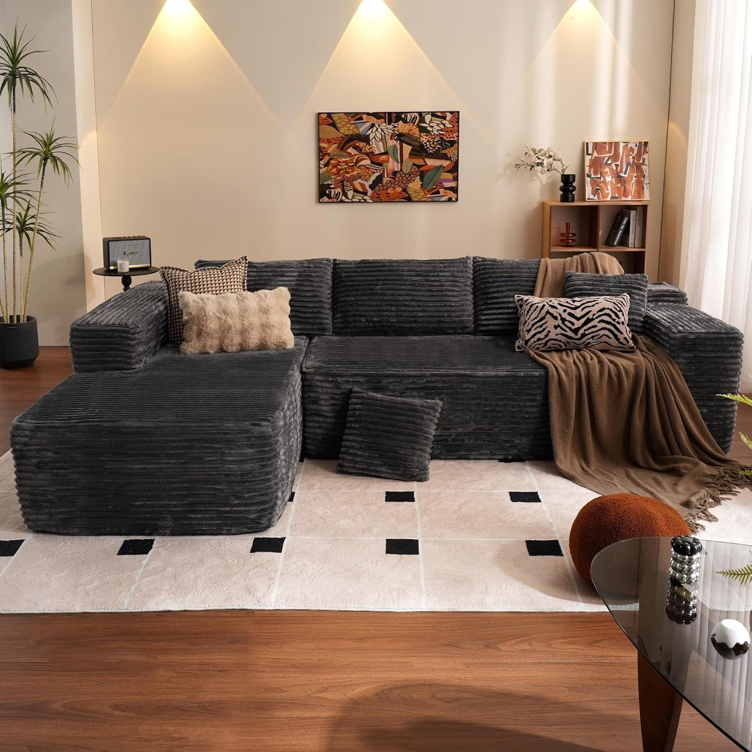104 L-Shape Cloud Sectional Sofa - Modular Deep Seat Couch for Living Room & Bedroom, No Assembly