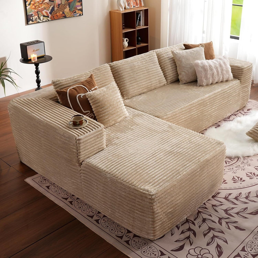 104 L-Shape Cloud Sectional Sofa - Modular Deep Seat Couch for Living Room & Bedroom, No Assembly