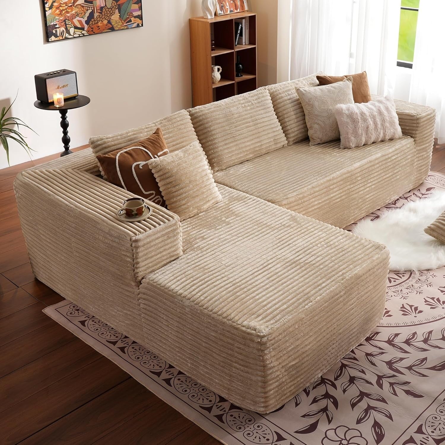 104 L-Shape Cloud Sectional Sofa - Modular Deep Seat Couch for Living Room & Bedroom, No Assembly