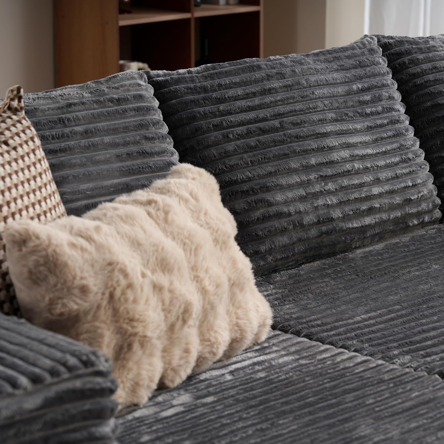 104 L-Shape Cloud Sectional Sofa - Modular Deep Seat Couch for Living Room & Bedroom, No Assembly